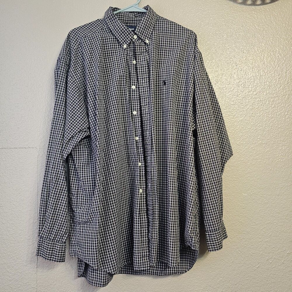 Polo Ralph Lauren Blake XXL Button Front Plaid Shirt Long Sleeve Preppy E462